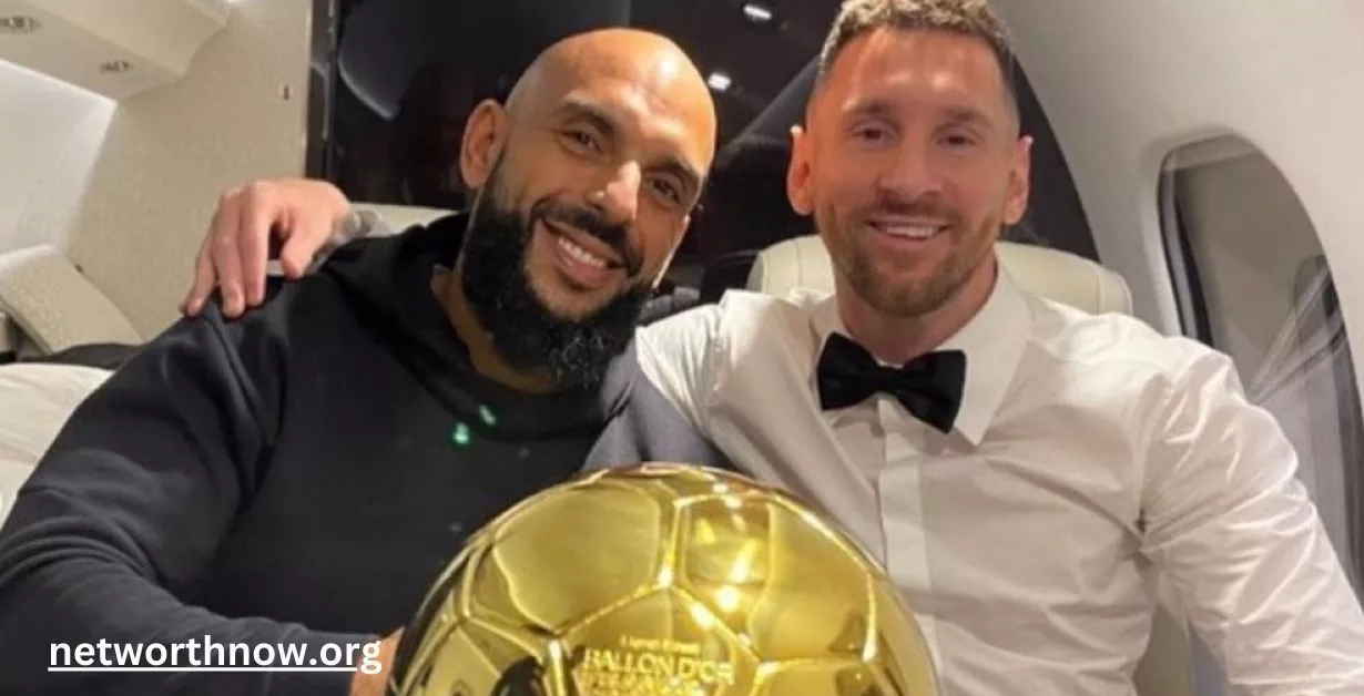 Yassine Chueko with Lionel Messi